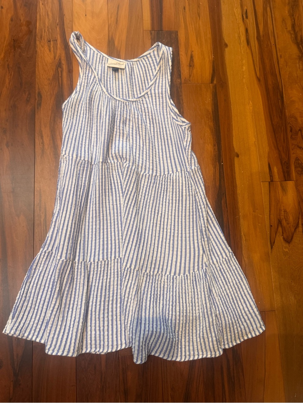 Universal Thread Blue & White Striped Tank Tiered Dress